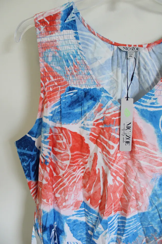 Nic Zoe Rings NEW Nic Zoe Watercolor Blooms Blue Orange Top L Petite