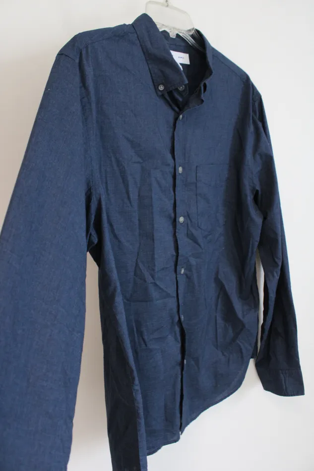 Old Navy Old Navy Slim Fit Blue Button Down Shirt L Rings