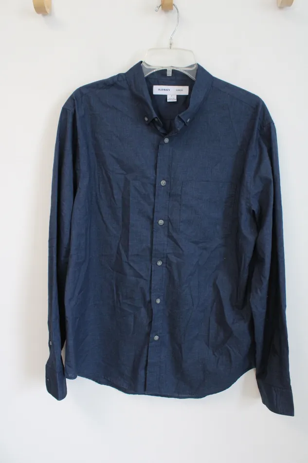 Old Navy Old Navy Slim Fit Blue Button Down Shirt L Rings