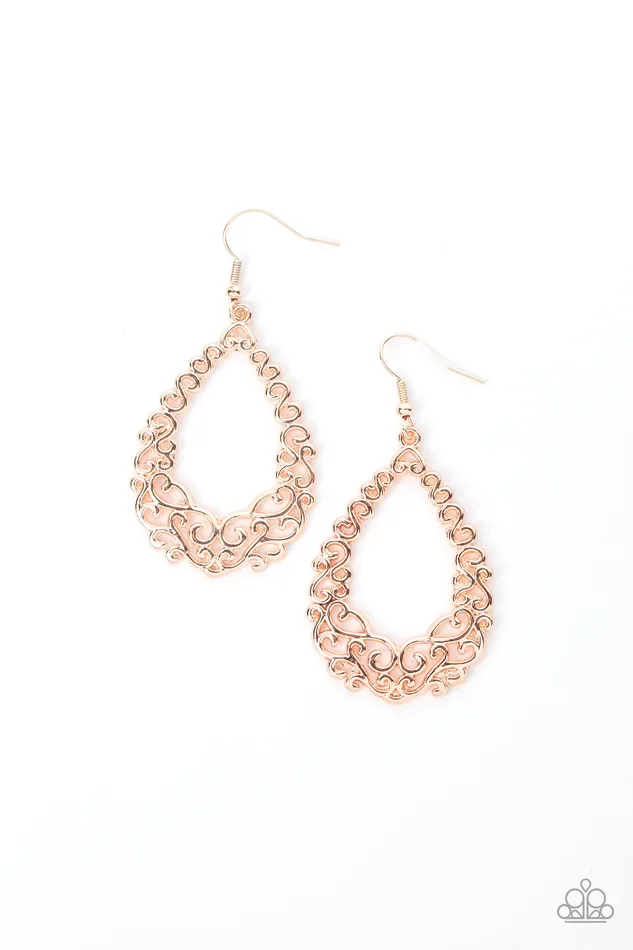 Paparazzi Accessories Earrings Granada Garland Rose Gold