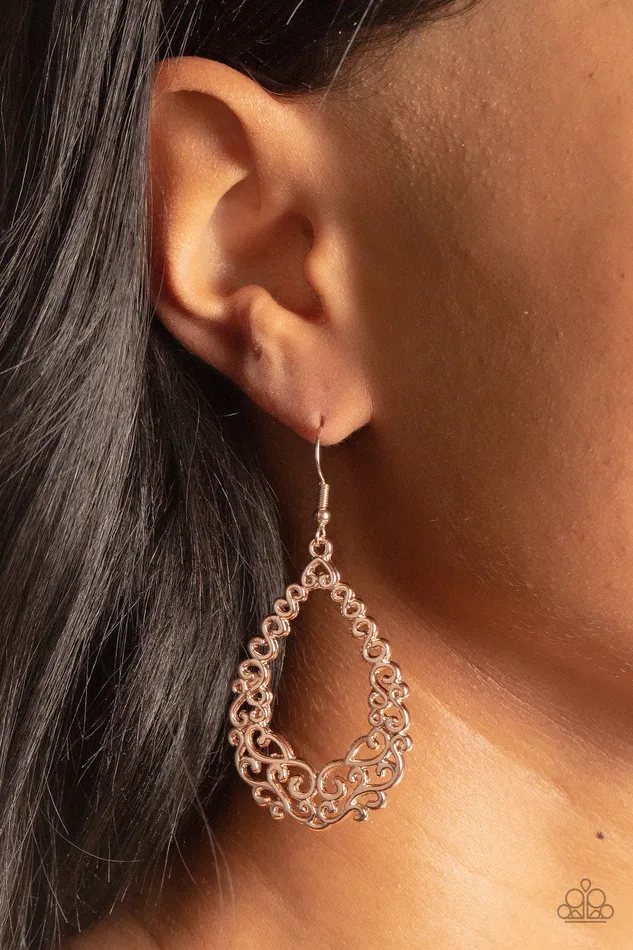 Paparazzi Accessories Earrings Granada Garland Rose Gold