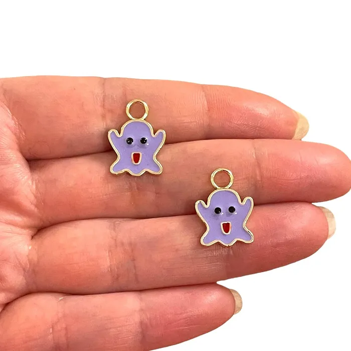 Peppy Beads 24Kt Gold Plated Lilac Enamelled Casper Charm Gold Plated Ghost Charms 2 Pcs in a pack Earrings Peppy Beads 24Kt Gold Plated Lilac Enamelled Casper Charm Gold Plated Ghost Charms 2 Pcs in a pack Earrings