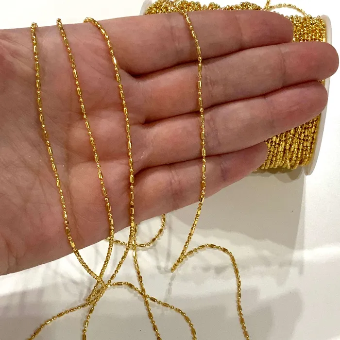 Peppy Beads 24Kt Shiny Gold Plated 15mm Soldered Chain 33 Feet 1 Meter Necklaces Peppy Beads 24Kt Shiny Gold Plated 15mm Soldered Chain 33 Feet 1 Meter Necklaces