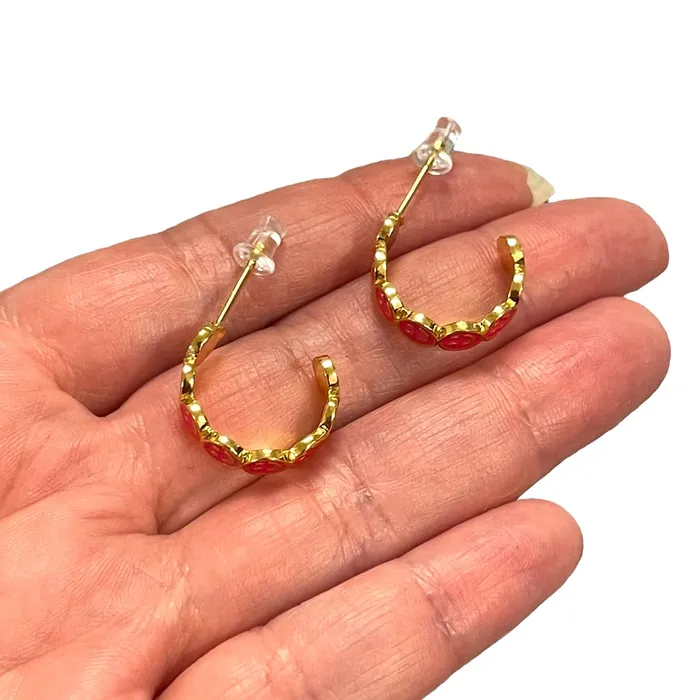 Peppy Beads Earrings 24Kt Gold Plated Neon Pink Enamelled Smiley Face Earrings Peppy Beads Earrings 24Kt Gold Plated Neon Pink Enamelled Smiley Face Earrings