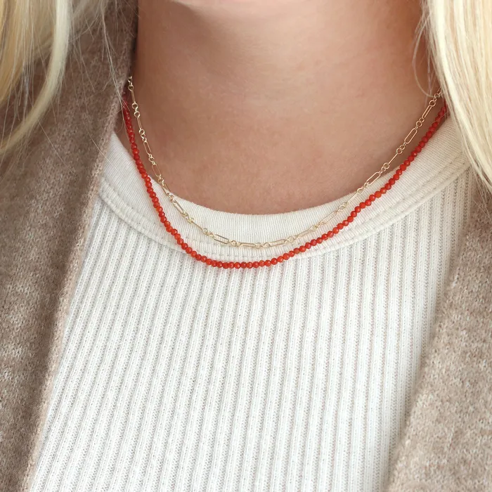 Petite Red Carnelian Gemstone Beaded Necklace Kris Nations Necklaces