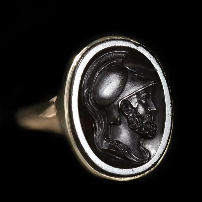 Platinum 1911 Rings Victorian 14K Yellow Gold Sardonyx Intaglio Ring