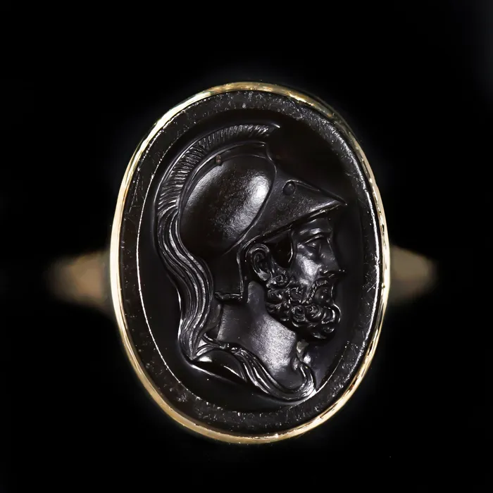 Platinum 1911 Rings Victorian 14K Yellow Gold Sardonyx Intaglio Ring