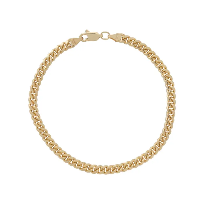 Pulsera Cuban Link 4mm Unisex Gold Shield Necklaces