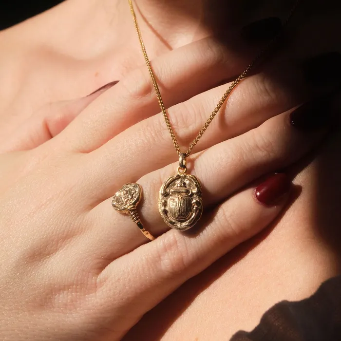 Rings Ancient Scarab Solid Gold Ring COMMON ERA
