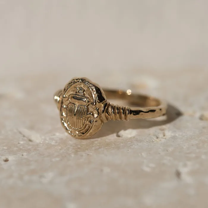 Rings Ancient Scarab Solid Gold Ring COMMON ERA