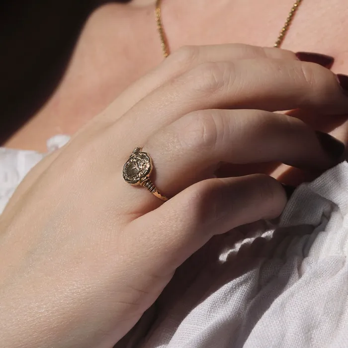 Rings Ancient Scarab Solid Gold Ring COMMON ERA