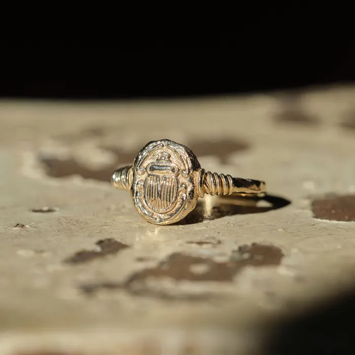 Rings Ancient Scarab Solid Gold Ring COMMON ERA