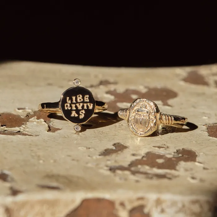 Rings Ancient Scarab Solid Gold Ring COMMON ERA