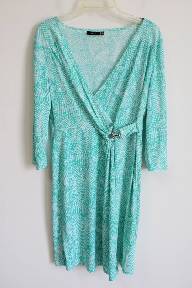 Rings APT9 Apt 9 Turquoise White Wrap Long Sleeved Dress L