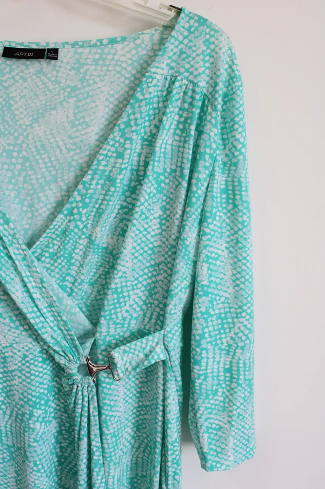 Rings APT9 Apt 9 Turquoise White Wrap Long Sleeved Dress L