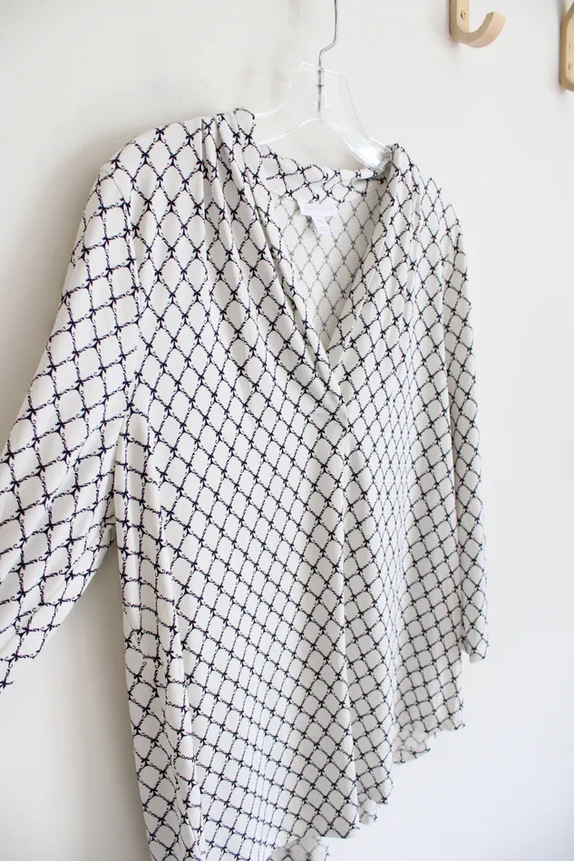 Rings Charter Club Charter Club White Black Patterned Long Sleeved Top XL Petite Rings Charter Club Charter Club White Black Patterned Long Sleeved Top XL Petite