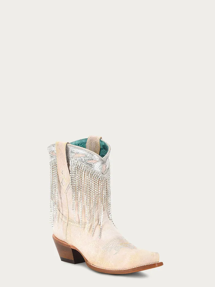 Rings CORRAL CORRAL WOMENS WHITESILVER OVERLAY CRYSTAL ANKLE BOOT Z5250