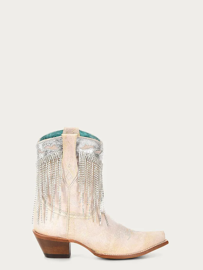 Rings CORRAL CORRAL WOMENS WHITESILVER OVERLAY CRYSTAL ANKLE BOOT Z5250