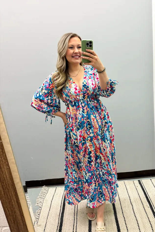 Rings Glamorous Moments Multi Floral Midi Dress Haptics