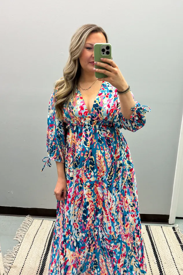 Rings Glamorous Moments Multi Floral Midi Dress Haptics