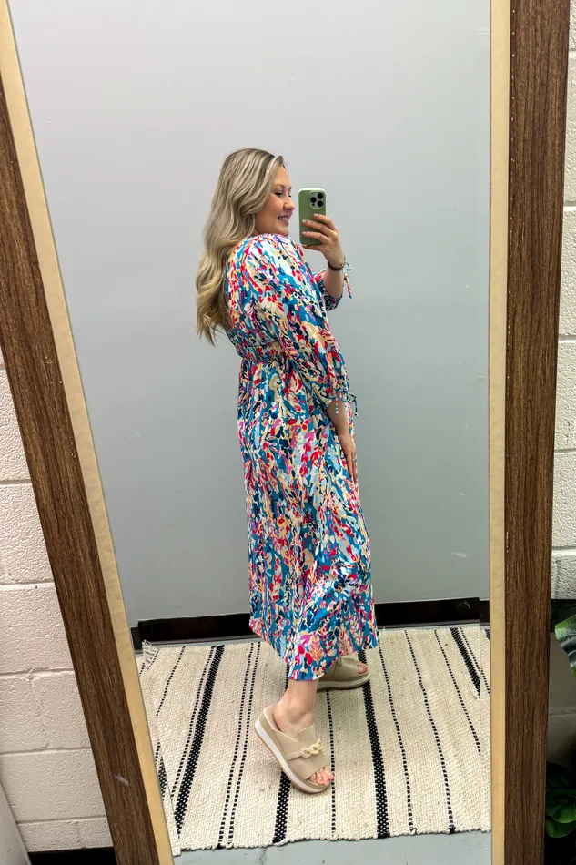 Rings Glamorous Moments Multi Floral Midi Dress Haptics