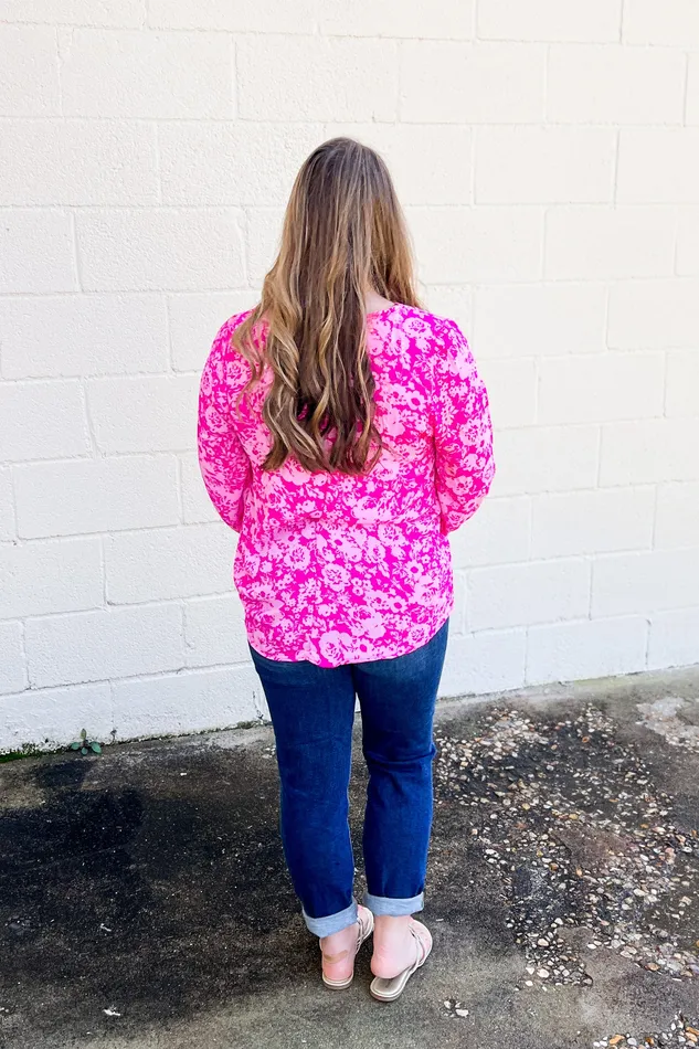 Rings Haptics Completely Me Floral Top Fuchsia