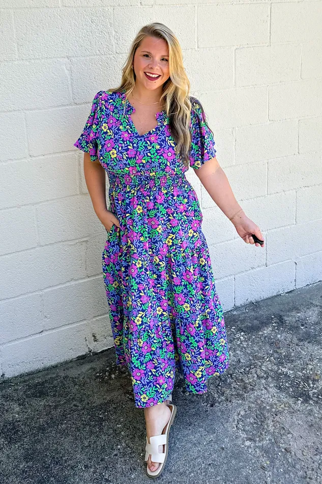 Rings Haptics Garden Show Floral Midi Dress