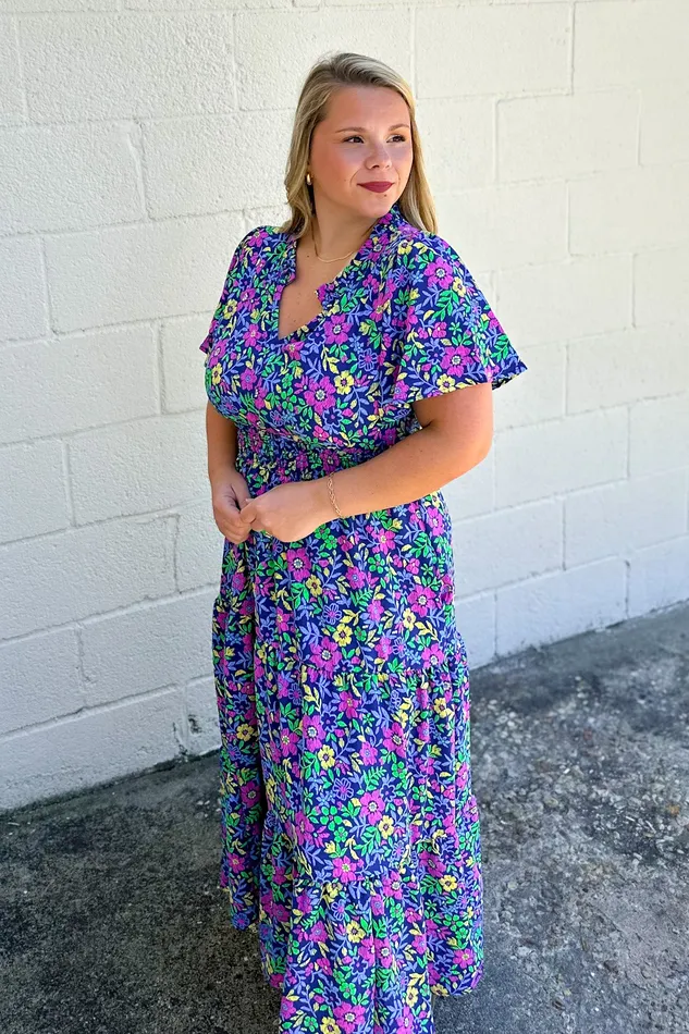 Rings Haptics Garden Show Floral Midi Dress