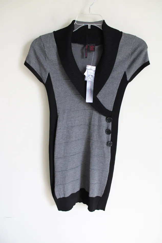 Rings Heart N Crush NEW Heart N Crush Gray Black Knit Sweater Dress M