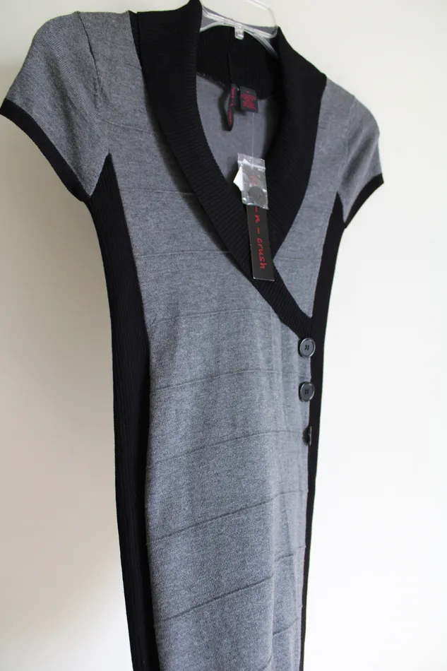 Rings Heart N Crush NEW Heart N Crush Gray Black Knit Sweater Dress M