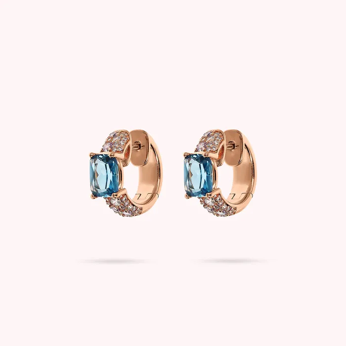Rings Orecchini a Cerchio con Prisma Gem Taglio Mosaico e Pav di Cubic Zirconia Bronzallure