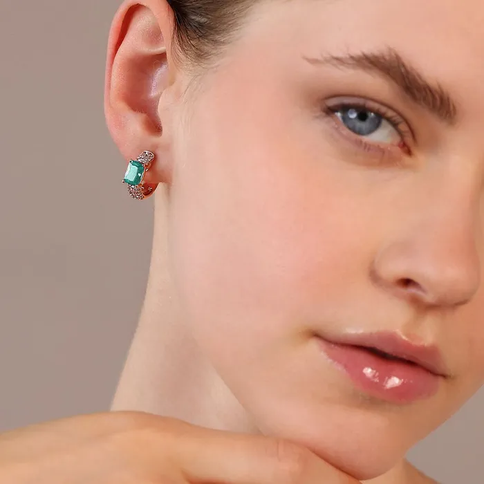 Rings Orecchini a Cerchio con Prisma Gem Taglio Mosaico e Pav di Cubic Zirconia Bronzallure