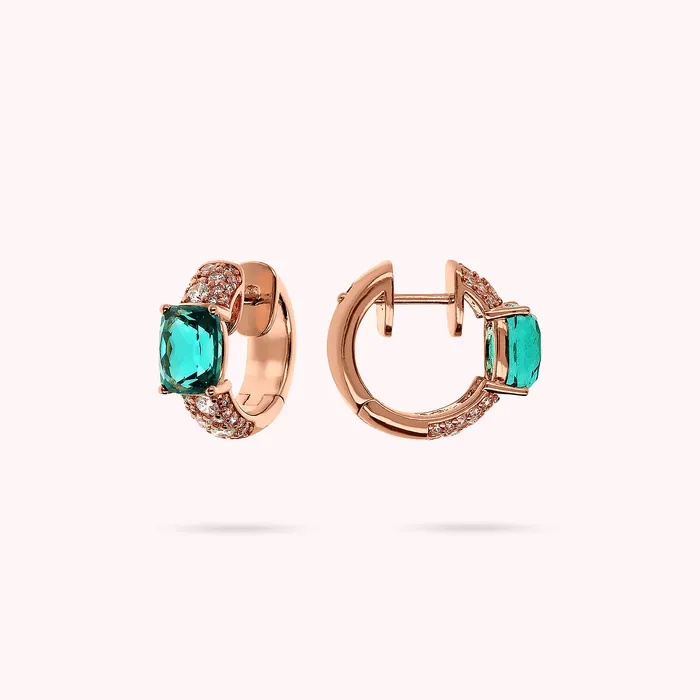 Rings Orecchini a Cerchio con Prisma Gem Taglio Mosaico e Pav di Cubic Zirconia Bronzallure