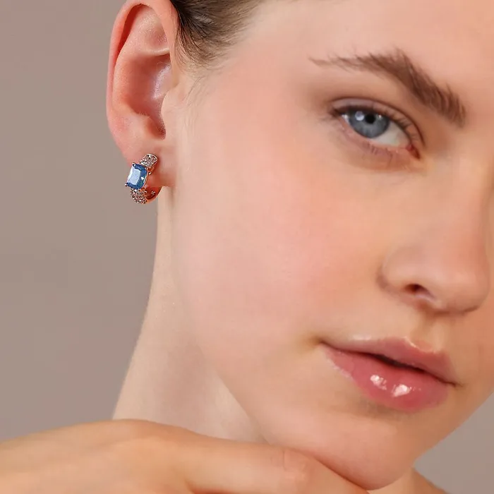 Rings Orecchini a Cerchio con Prisma Gem Taglio Mosaico e Pav di Cubic Zirconia Bronzallure