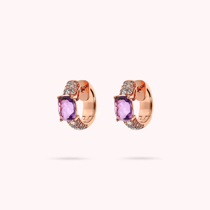 Rings Orecchini a Cerchio con Prisma Gem Taglio Mosaico e Pav di Cubic Zirconia Bronzallure