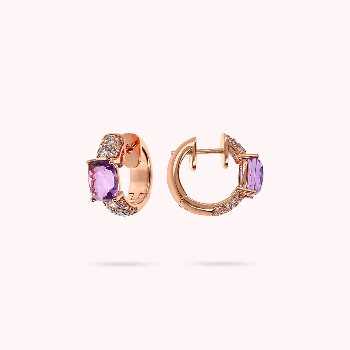 Rings Orecchini a Cerchio con Prisma Gem Taglio Mosaico e Pav di Cubic Zirconia Bronzallure