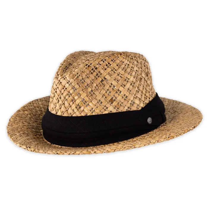 Rings TANKSTREAM Kooringal Mens Laguna Drover Straw Hat Natural Black