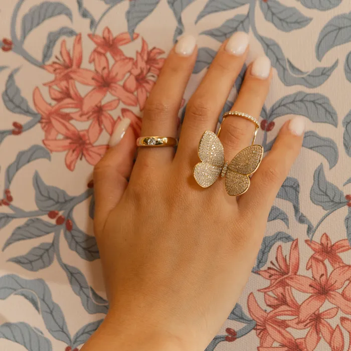 Rings Yellow Gold Fluttering Butterfly Ring RACHEL LYNN CHICAGO