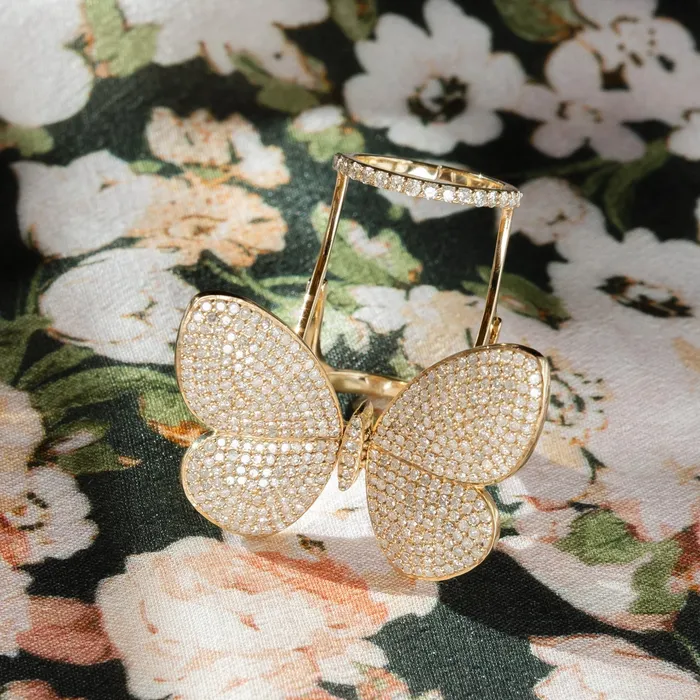 Rings Yellow Gold Fluttering Butterfly Ring RACHEL LYNN CHICAGO