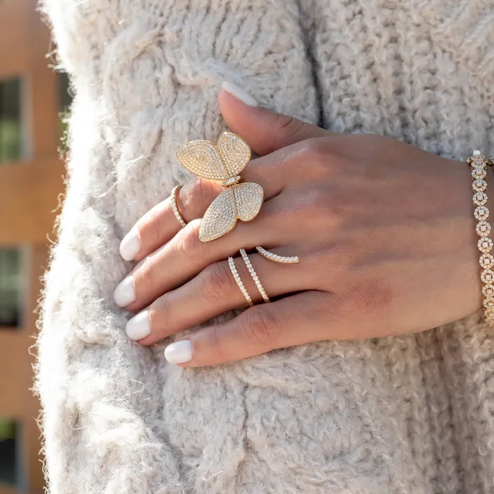 Rings Yellow Gold Fluttering Butterfly Ring RACHEL LYNN CHICAGO
