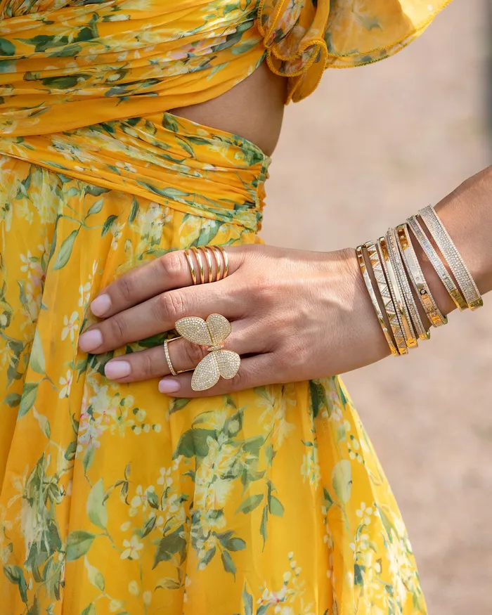 Rings Yellow Gold Fluttering Butterfly Ring RACHEL LYNN CHICAGO