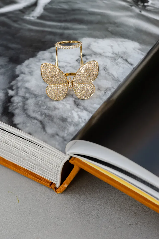 Rings Yellow Gold Fluttering Butterfly Ring RACHEL LYNN CHICAGO