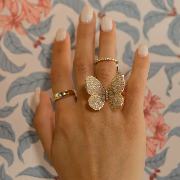 Rings Yellow Gold Fluttering Butterfly Ring RACHEL LYNN CHICAGO