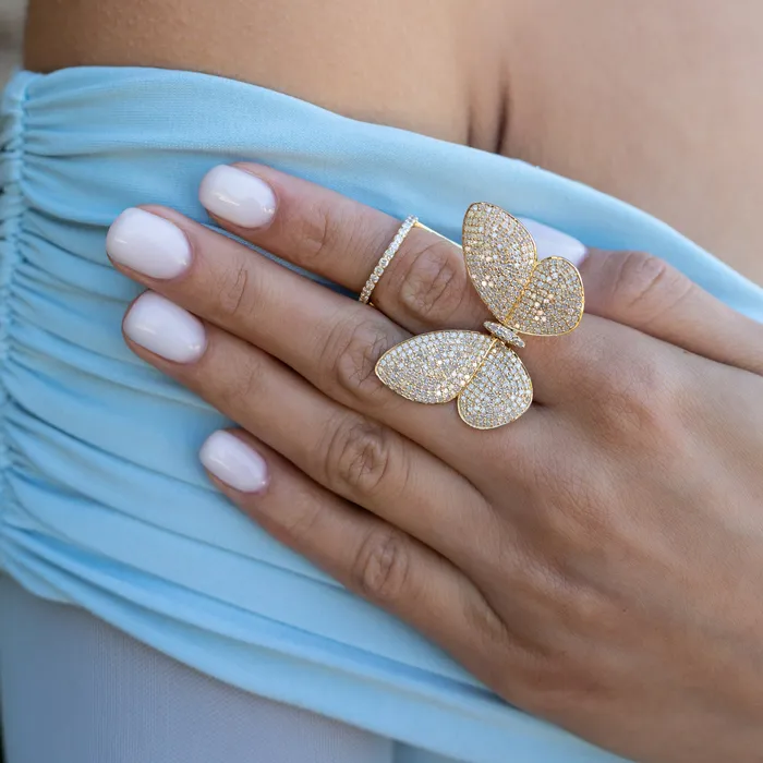 Rings Yellow Gold Fluttering Butterfly Ring RACHEL LYNN CHICAGO