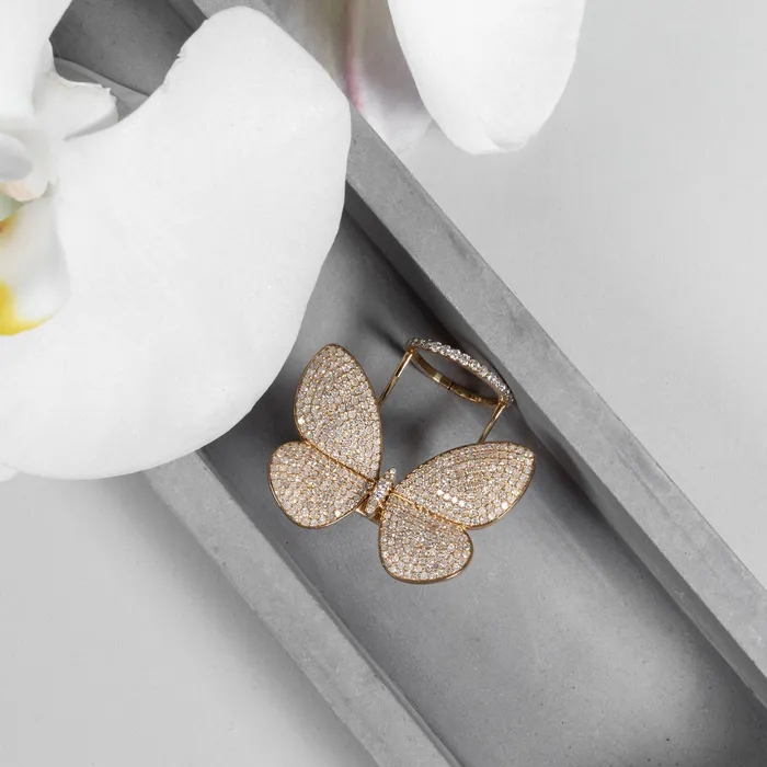 Rings Yellow Gold Fluttering Butterfly Ring RACHEL LYNN CHICAGO