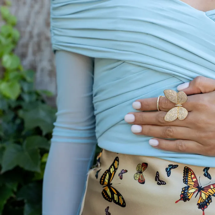 Rings Yellow Gold Fluttering Butterfly Ring RACHEL LYNN CHICAGO