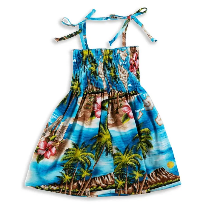 RJCLANCEYLTD Necklaces RJC Youth Family Hibiscus Print Dress Turquoise