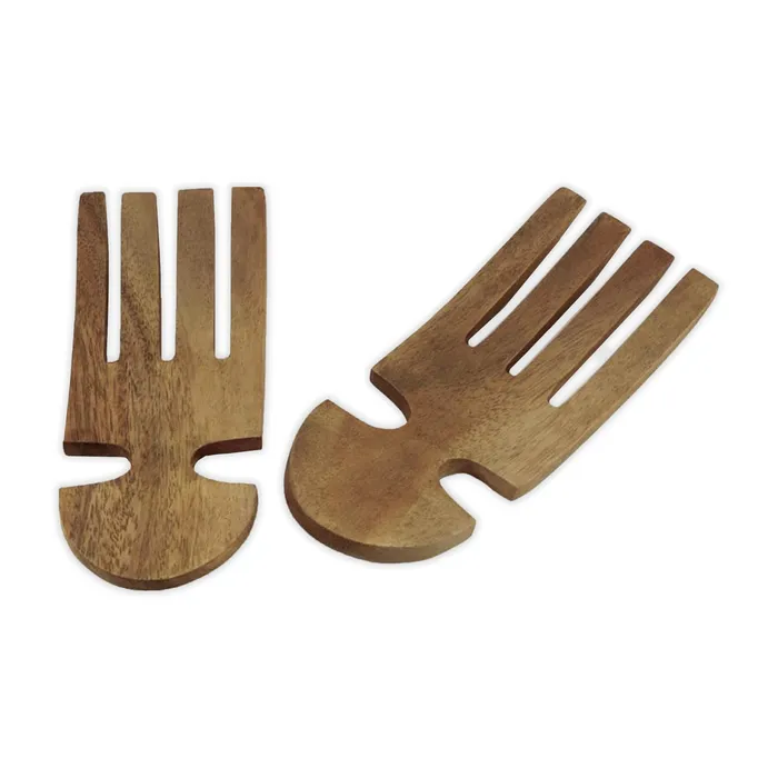 Round Handle Acacia Wood Salad Hands ISLANDERGRP Rings