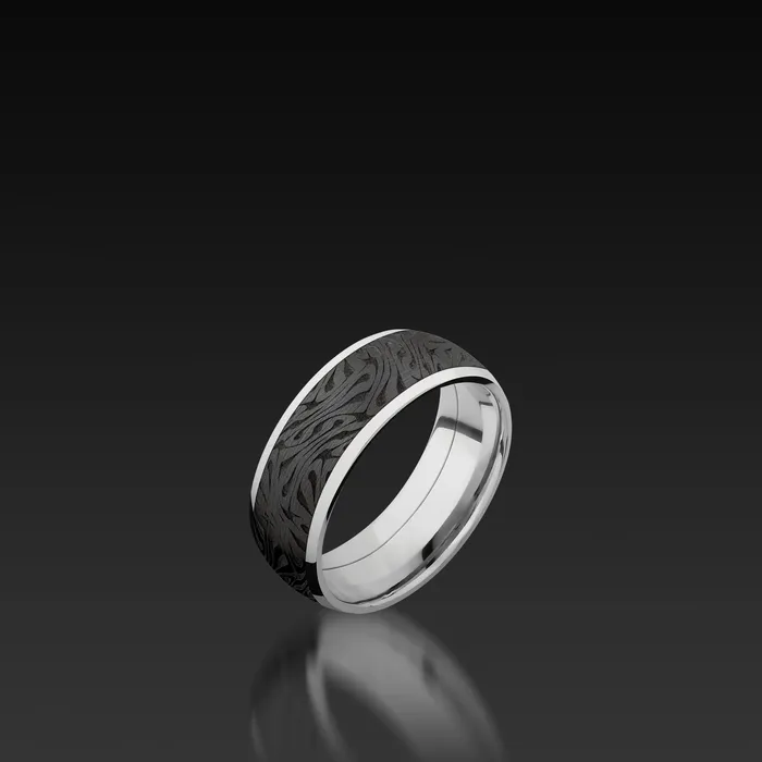 Shop John Atencio Rings White Gold Domed Band with Zirconium Inlay
