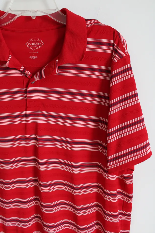 St Johns Bay Earrings St Johns Bay Red Striped Polo Shirt L